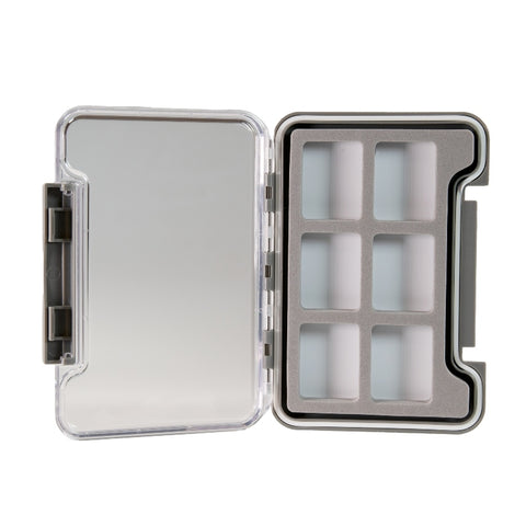 MEDIUM WATERPROOF CLEAR THIN FLY BOX 6 COMPARTMENT